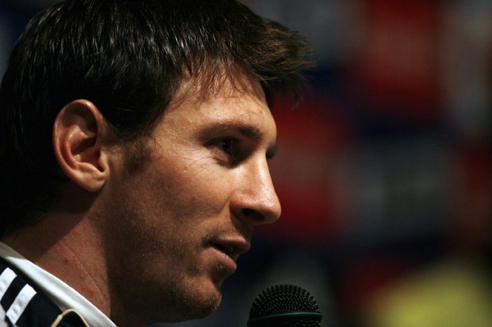 Messi á blaðamannafundinum í Argentínu.