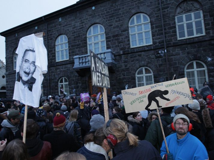 Frá mótmælum við Austurvell 21. janúar.