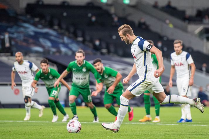 Kane skoraði þrennu í kvöld, þar af eitt af vítapunktinum.