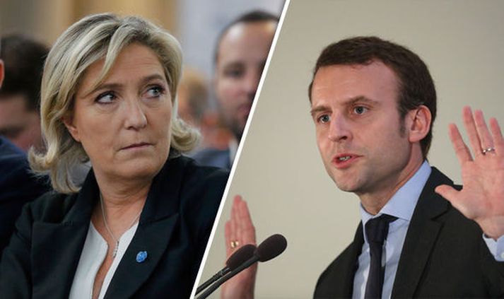 Marine Le Pen og Emmanuel Macron munu takast á í næstu umferð kosninganna.