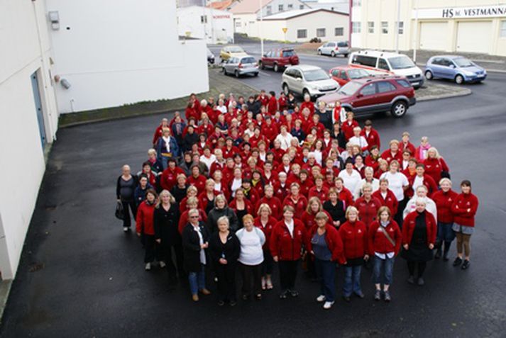 Á myndinni má sjá fríðan flokk kvenna sem sótti þingið í Vestmannaeyjum.