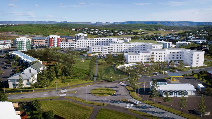 Teikning af húsunum þremur á Nónhæð.