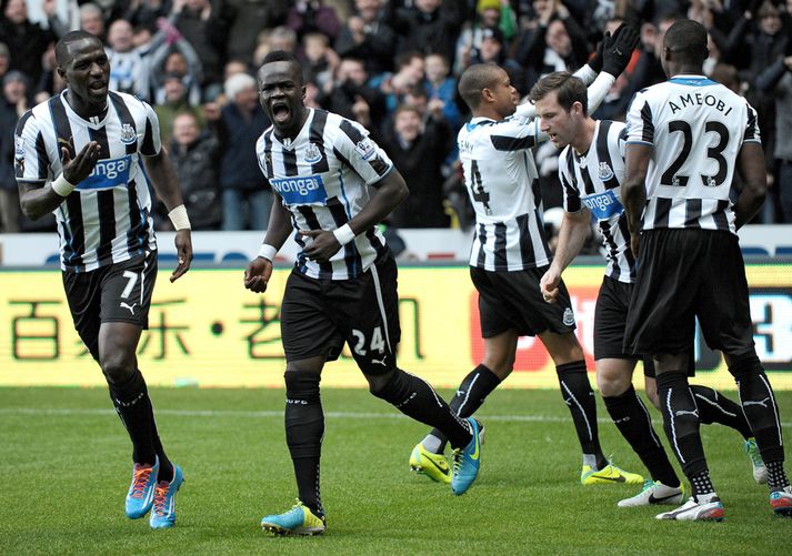 Leikmenn Newcastle fagna í dag.