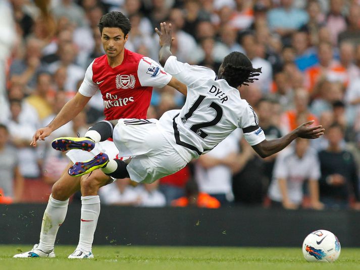 Mikel Arteta í fyrsta leiknum með Arsenal í dag.
