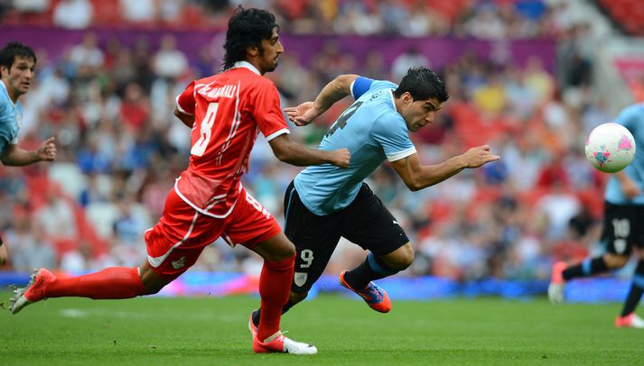Luis Suárez í leiknum í dag.