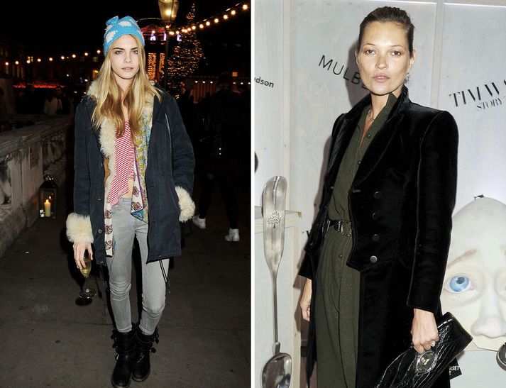 Kate Moss og Cara Delevingne auglýsa nýtt ilmvatn Burberry.