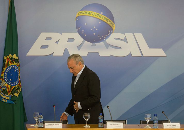 Michel Temer, forseti Brasilíu.er borinn þungum sökum.