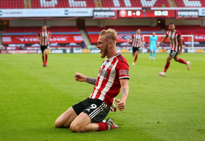 McBurnie fagnar marki sínu í kvöld. 