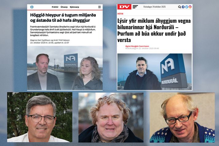 Marinó G. Njálsson, Egill Helgason og Þröstur Ólafsson eru meðal þeirra sem eru þungt hugsi vegna yfirlýsinga hagsmunasamtaka og ýmissa þingmanna vegna bilunar hjá Norðuráli.