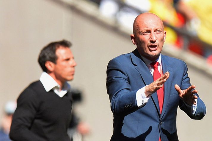Ian Holloway sem stjóri Crystal Palace í umspilsleiknum gegn Watford í vor.