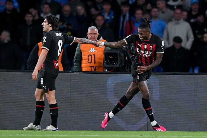 Rafael Leao skoraði tvö fyrir AC Milan í kvöld.