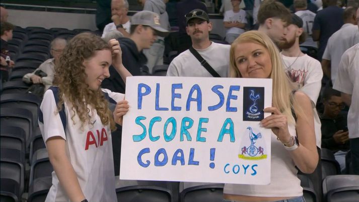 Þessir stuðningsmenn Tottenham voru með einfalda beiðni til leikmanna.