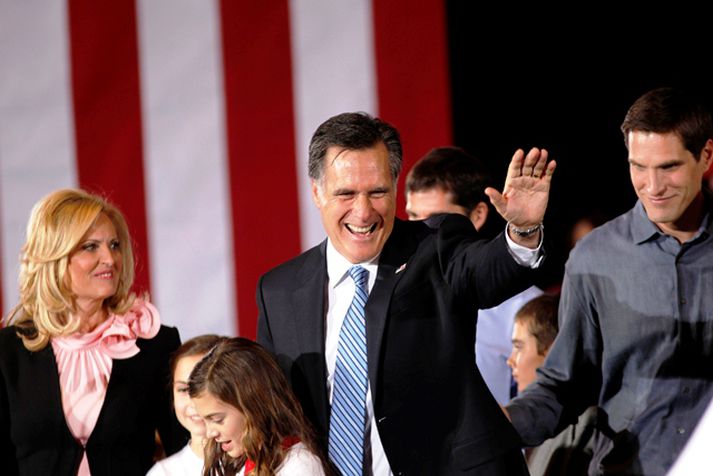Mitt Romney í Nevada í nótt.
