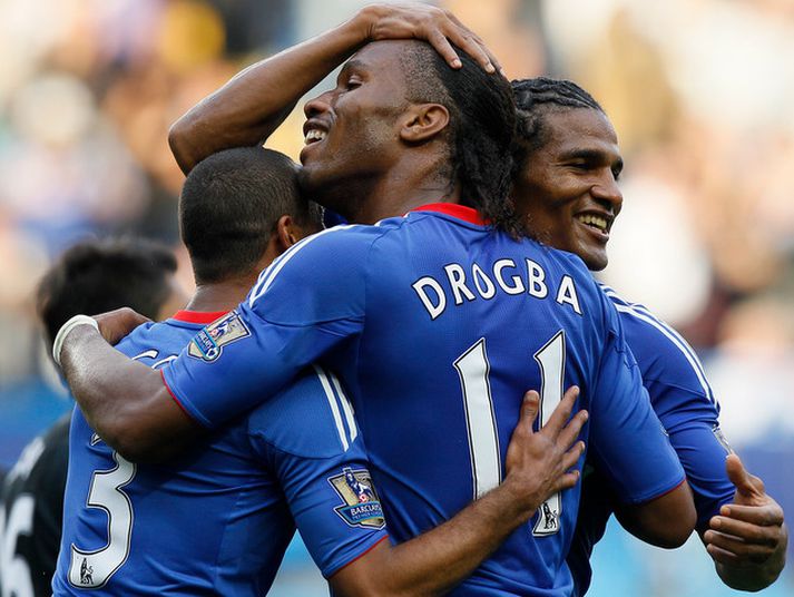 Didier Drogba og Florent Malouda skoruu saman fimm mörk í kvöld.
