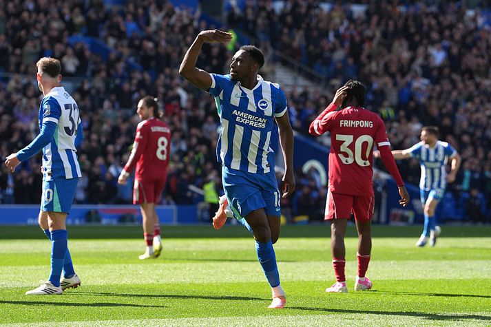 Welbeck skoraði bæði mörk Brighton í dag.