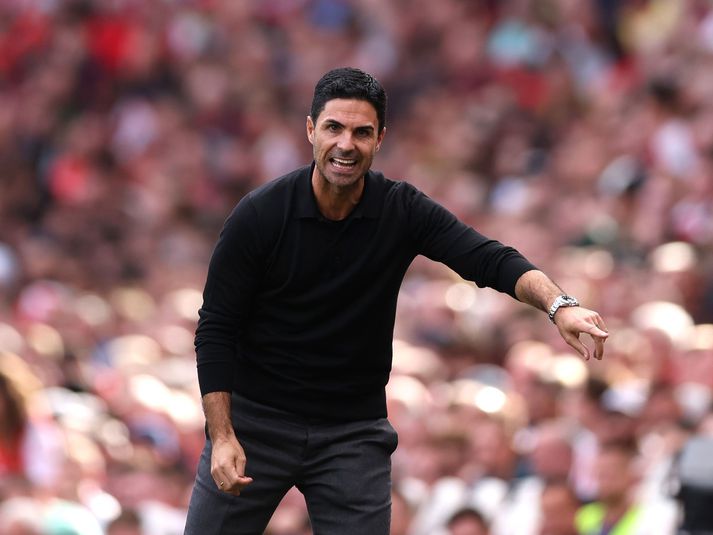 Mikel Arteta var ekki sáttur við dómgæsluna í dag