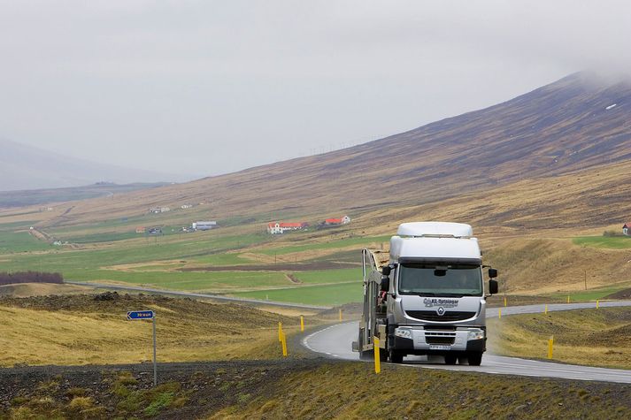 Frá Öxnadal. Blöndulína þrjú á að liggja í hlíðinni ofan við Hóla í Öxnadal við hlið gamallar byggðalínu sem fyrir er.