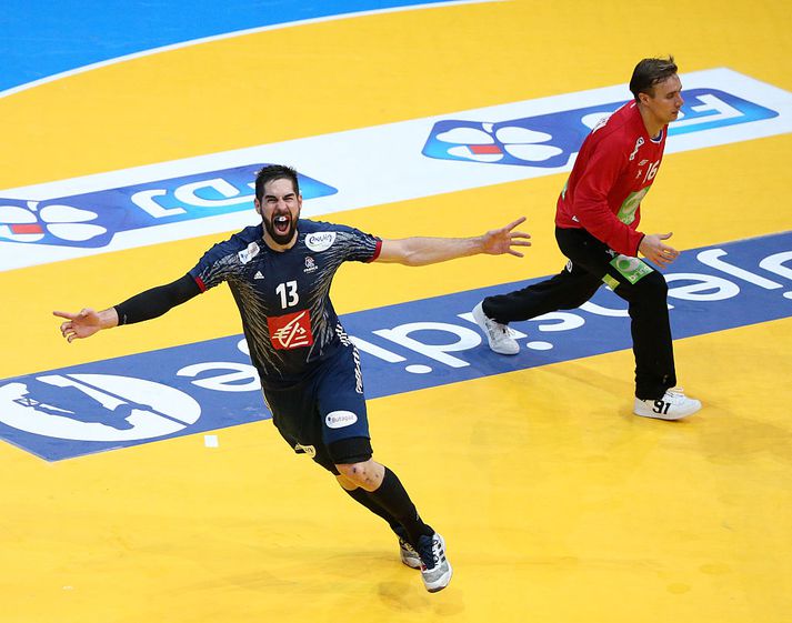 Nikola Karabatic fagnar marki í úrslitaleiknum á HM.