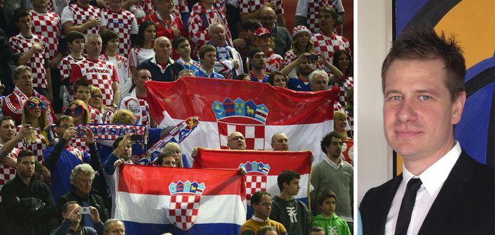 Ivica Gregoric og króatískir stuðningsmenn. Ivica telur engar líkur á að vandræðamenn komi til Íslands.