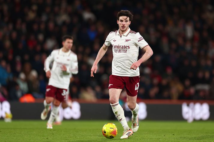 Declan Rice og félagar í Arsenal eru með sex stiga forskot á toppi ensku úrvalsdeildarinnar.