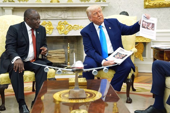 Cyril Ramaphosa og Donald Trump, forsetar Suður-Afríku og Bandaríkjanna, í Hvíta húsinu í dag.