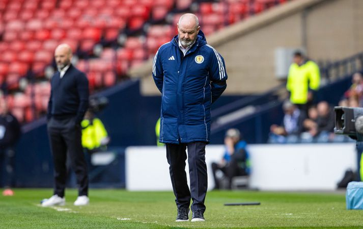 Steve Clarke á hliðarlínunni í leiknum í kvöld.  