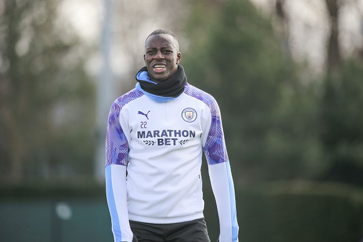 Benjamin Mendy á æfingu City í vikunni.