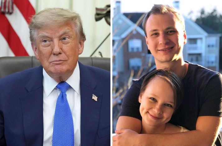 Donald Trump og systkinin Robert Gilman og Lexie Hudson.