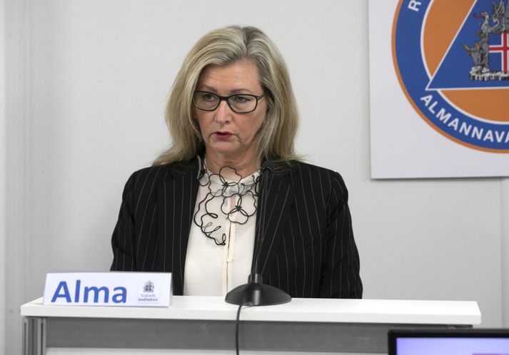 Alma D. Möller, landlæknir, á upplýsingafundi almannavarna þriðjudaginn 21. apríl 2020.