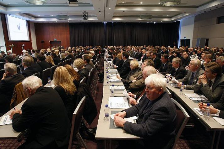 Viðskiptaþing 2009. Evrópumál voru ofarlega á baugi hjá stjórnmálamönnum á viðskiptaþingi í gær, sem og eignarhald ríkis á fyrirtækjum og kreppan. Þorgerður Katrín gerði þó tekjuskatt einstaklinga að sérstöku umræðuefni.
fréttablaðið/stefán