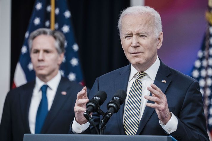 Bæði Anthony Blinken utanríkisráðherra og Joe Biden Bandaríkjaforseti höfðu lýst því fyrr í vikunni að það væri þeirra persónulega skoðun að Rússar hafi framið stríðsglæpi í Úkraínu. 