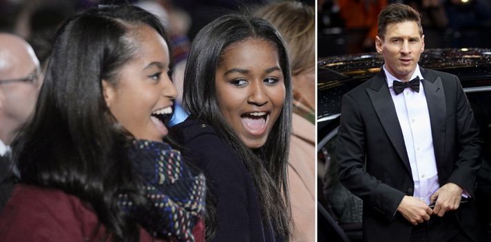 Dætur Obama eru aðdáendur Messi, eins og svo margir aðrir.