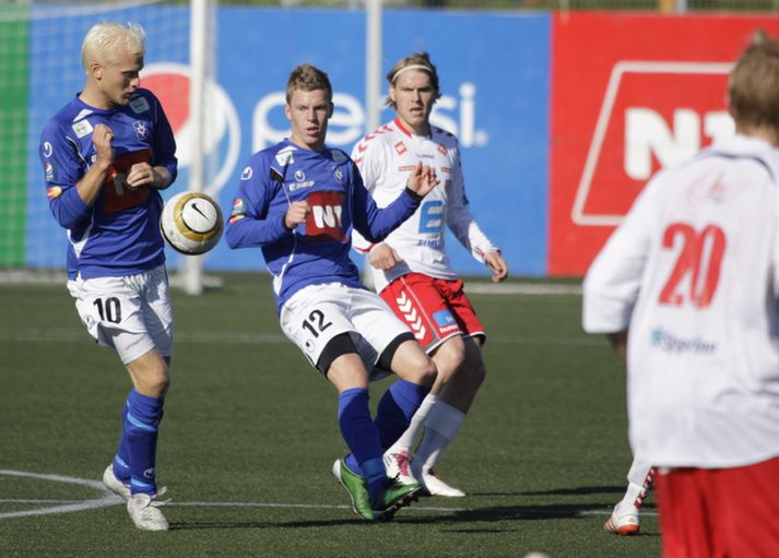 Halldór Orri og Nikolaj Pedersen í leiknum í dag.