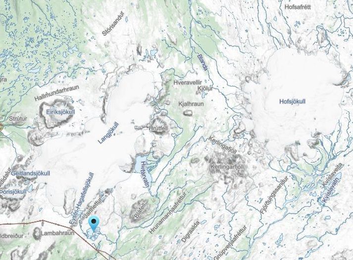 Sandvatn er á Haukadalsheiði sunnan Langjökuls.