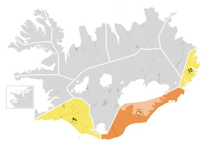 Ferðalangar á Suður- og Austurlandi ættu að hafa varann á.