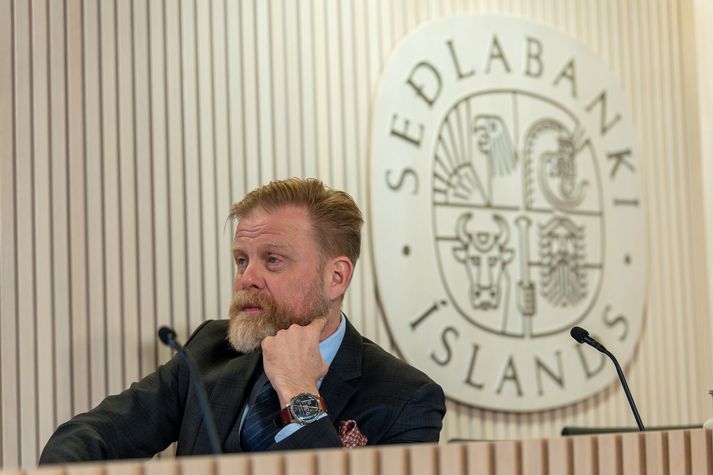 Ásgeir Jónsson seðlabankastjóri stýrir kynningunni á yfirlýsingu fjármálastöðugleikanefndar í dag.
