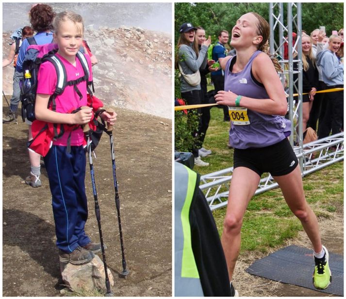 Andrea Kolbeinsdóttir á Laugaveginum árið 2009 og svo árið 2024 þegar hann vann Laugavegshlaupið í fjórða sinn.