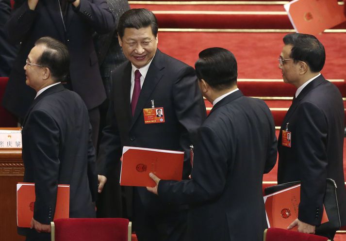 Xi Jinping, forseti Kína, kátur við lok flokksþings kínverska Kommúnistaflokksins.