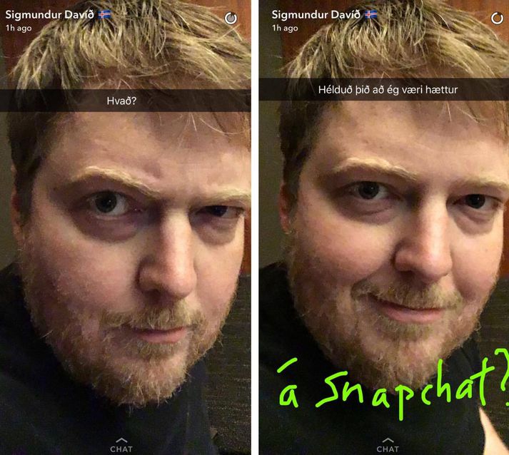 Fyrsta Snapchat Sigmundar Davíðs í þó nokkurn tíma vekur athygli.