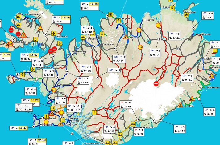 Færðin nú í morgunsárið.