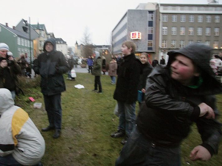 Flemming Geir á Austurvelli í dag.