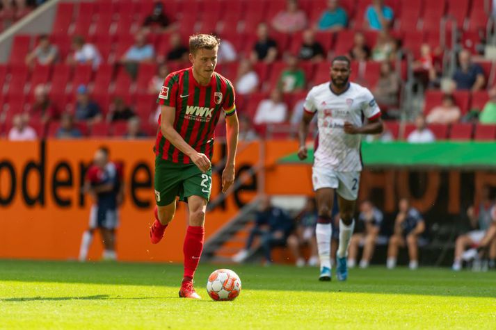 Alfreð í æfingaleik með Augsburg fyrr í sumar.