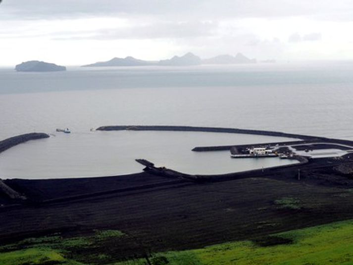 Frá Landeyjahöfn þar sem maðurinn stórskemmdi marga bíla.