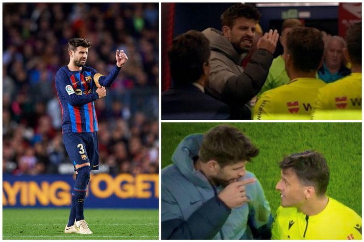Piqué nýtti tækifærið og lét dómara sem honum líkar illa við heyra það áður en skórnir fóru endanlega upp á hillu.
