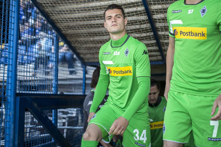 Xhaka í einum af seinustu leikjum sínum fyrir Mönchengladbach.