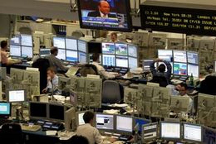 Frá kauphöllinni í Frankfurt í Þýskalandi. Þýska DAX vísitalan hækkaði um 0,9 prósent í morgun.