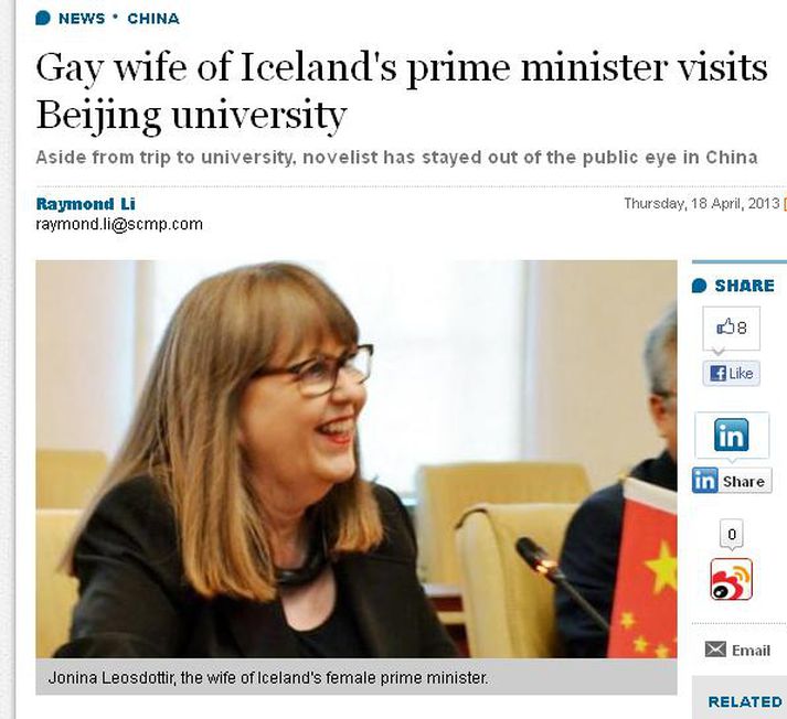 Jónína Leósdóttir hefur að mestu haldið sig utan sviðsljóssins í Kína.