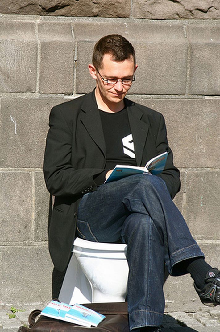Ingimar á klósettinu góða á Menningarnótt.