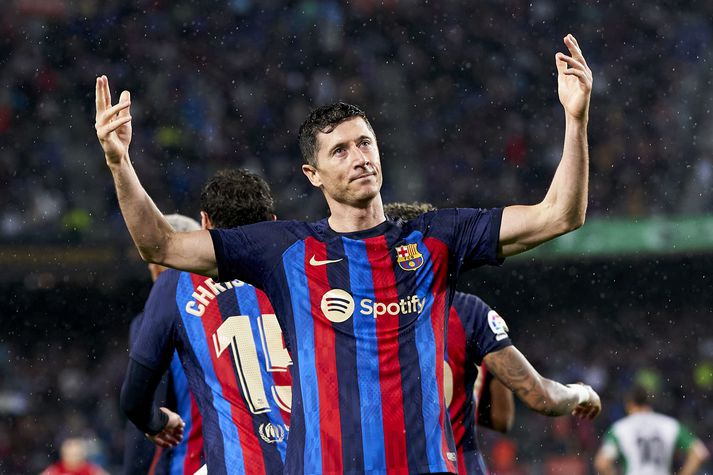 Robert Lewandowski skoraði annað mark Barcelona í kvöld.