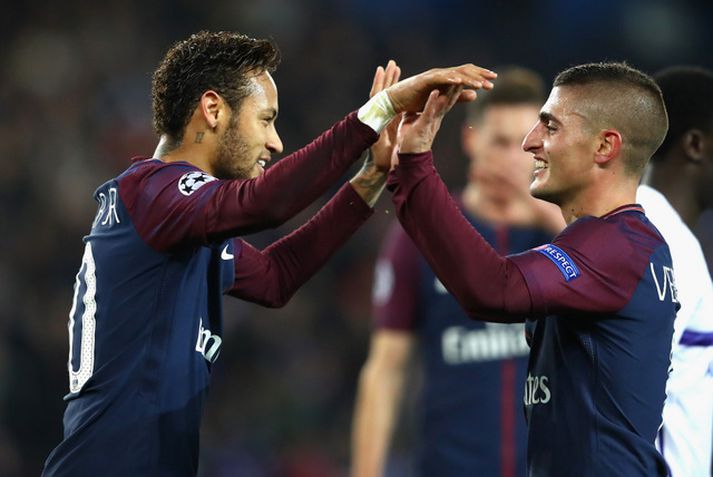 Neymar og Marco Veratti skoruðu báðir fyrir PSG gegn Anderlecht.